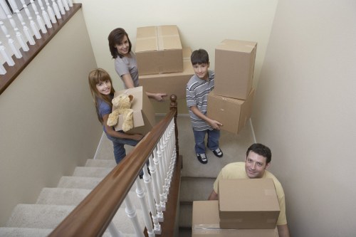 Organised moving day with boxes ready for transport in Highams Park